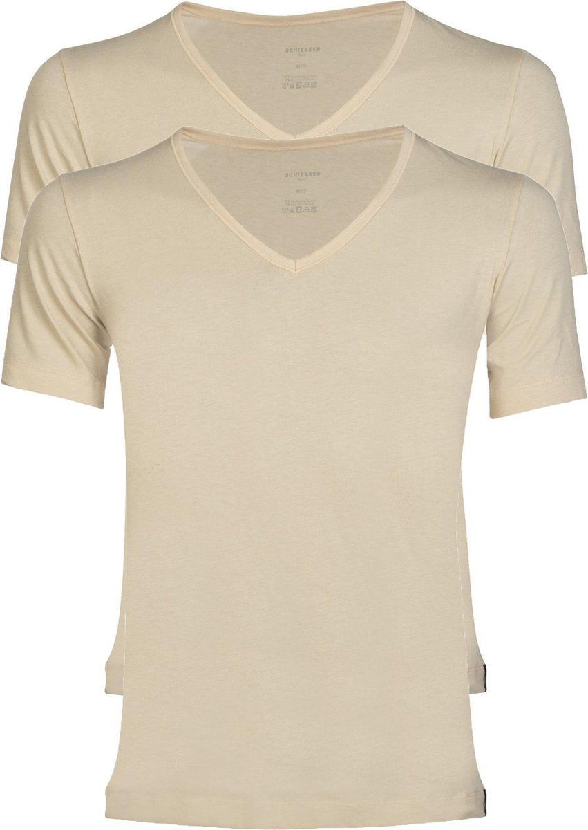 Schiesser 95/5 2P Heren Ondershirt - beige - Maat S