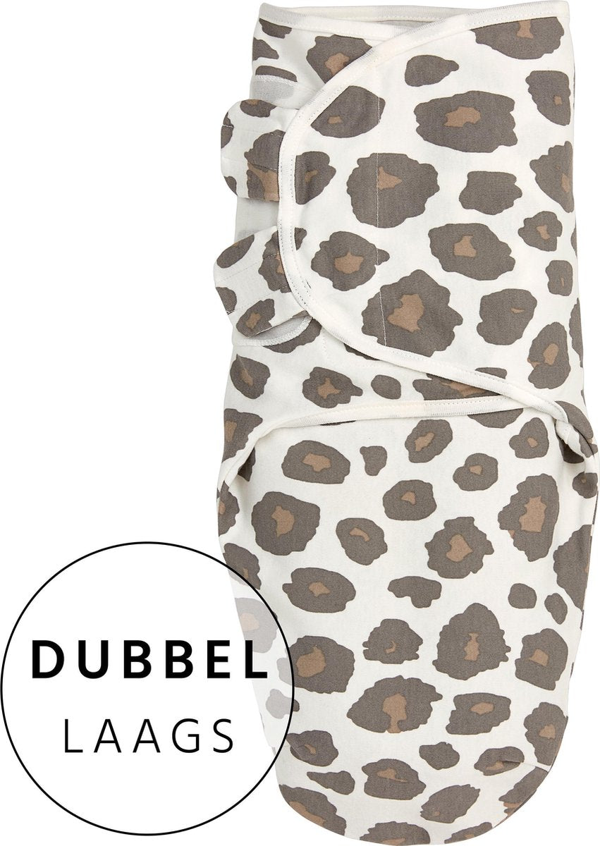 Swaddlemeyco dubbellaags - 0-3 maanden - Panter neutral