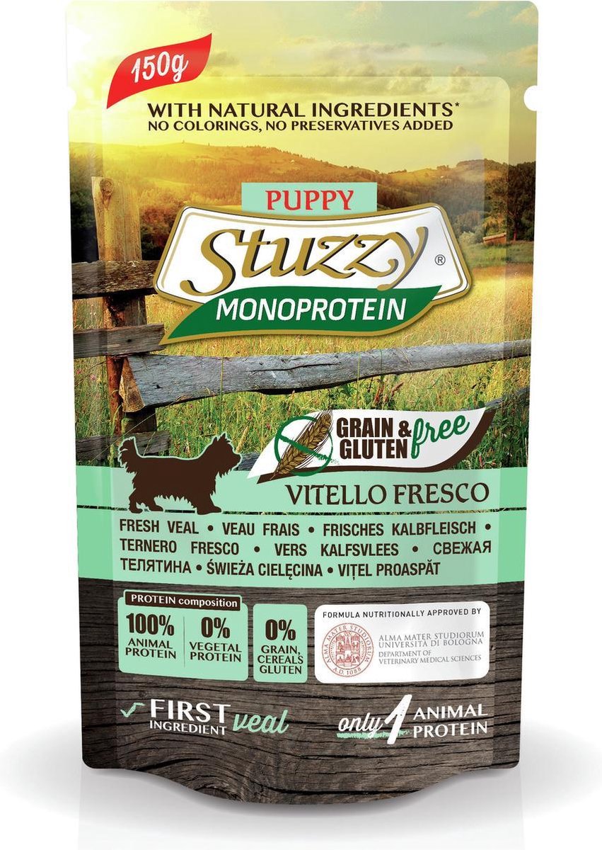 Stuzzy - Monoproteïn - Kalf - Puppy - Hond - Natvoer - Volledig voer - 12 x 150 gr