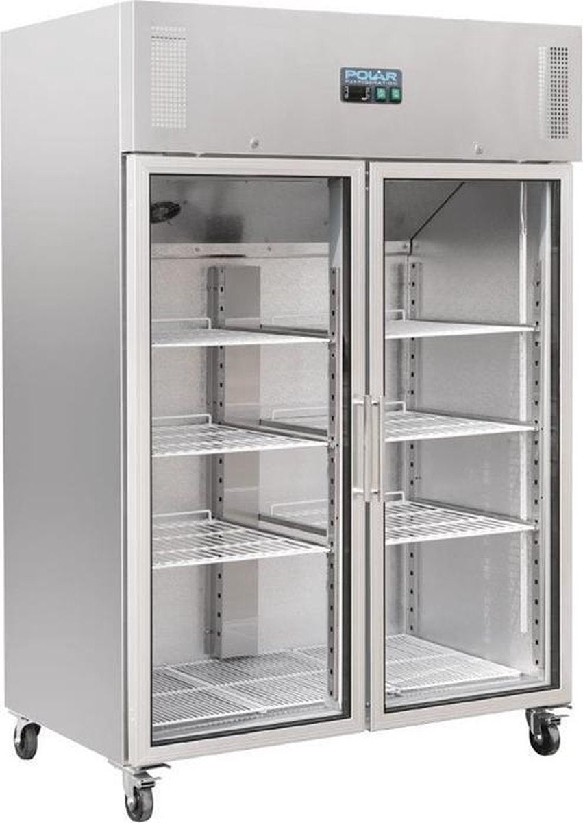Polar Gastro 2-deurs koeling met glazen deuren 1200ltr
