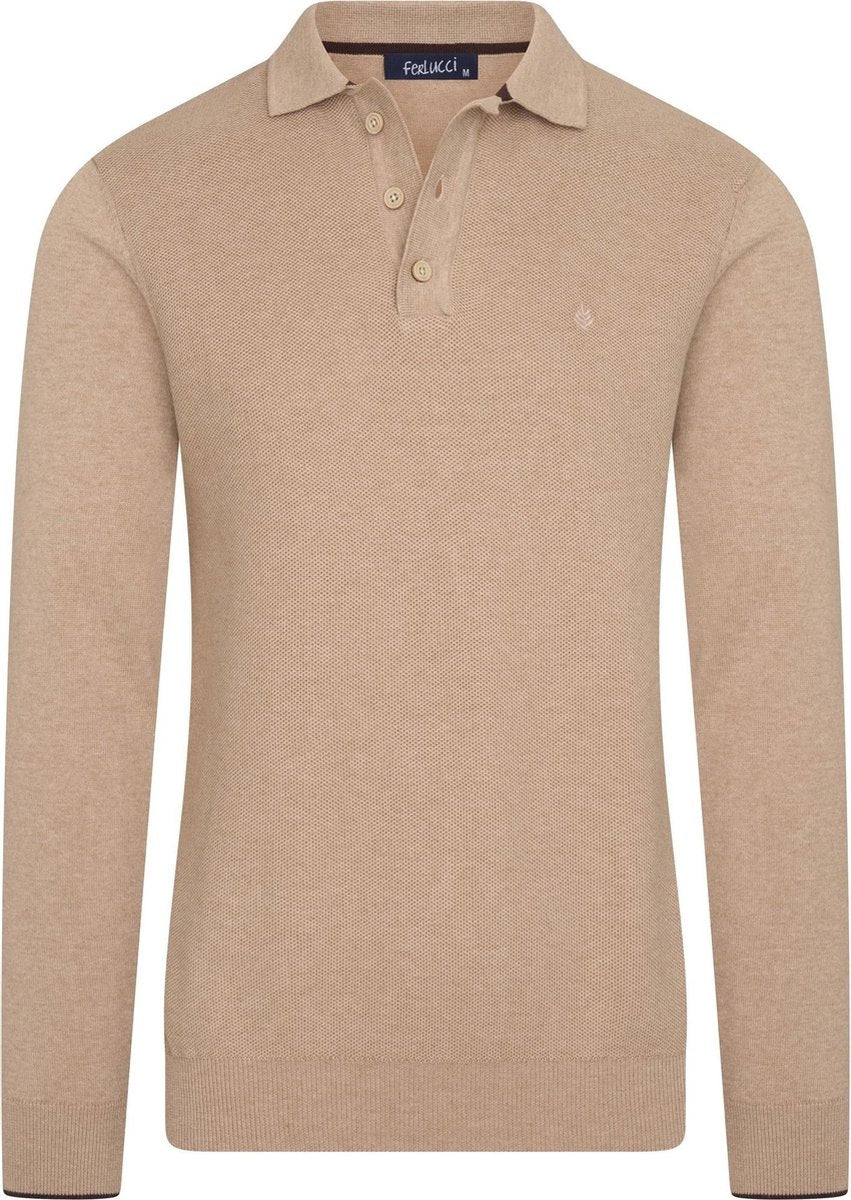 Ferlucci - Exclusieve Heren Trui met Polokraag - Pique - Beige
