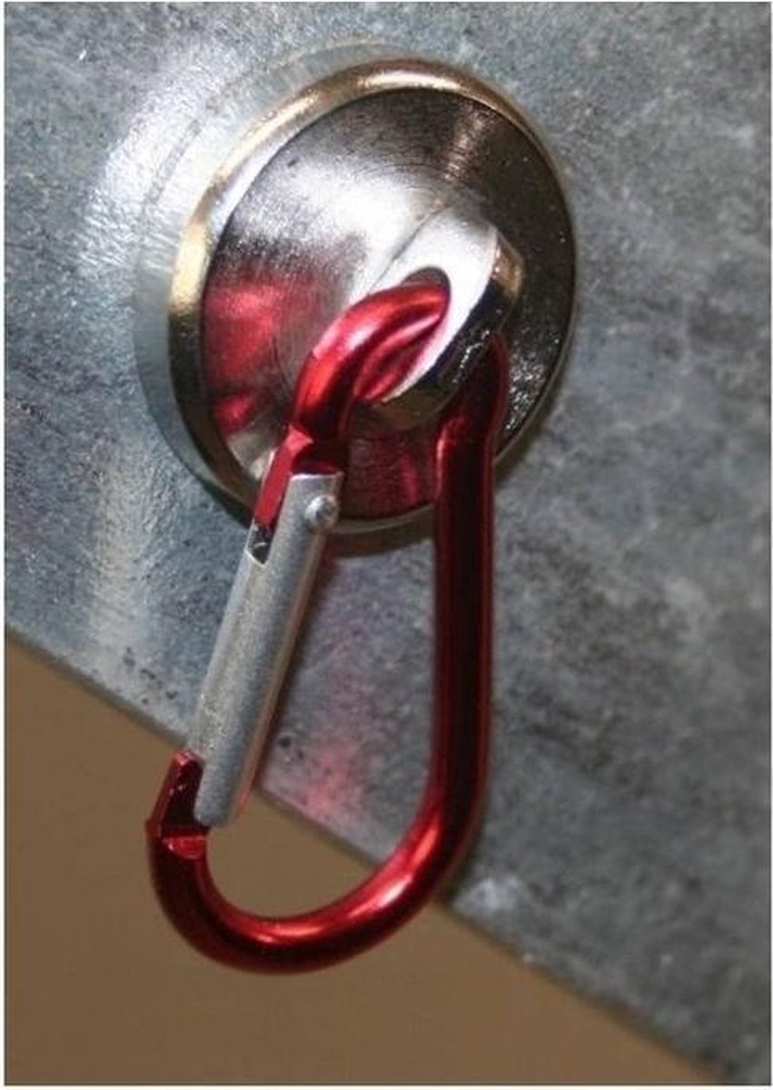 Magneet met karabijnhaak / karabiner tot 15 kg - musketon