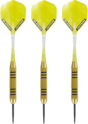 1x Set van 3 dartpijlen Speedy Yellow Brass 23 grams - Darten/darts sport artikelen pijltjes messing