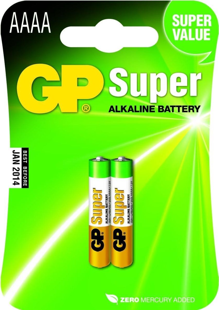 GP Super Alkaline AAAA batterijen - 2 stuks