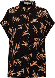 Garcia zachte oversized losvallende zwarte viscose blouse - valt ruim - Maat XS