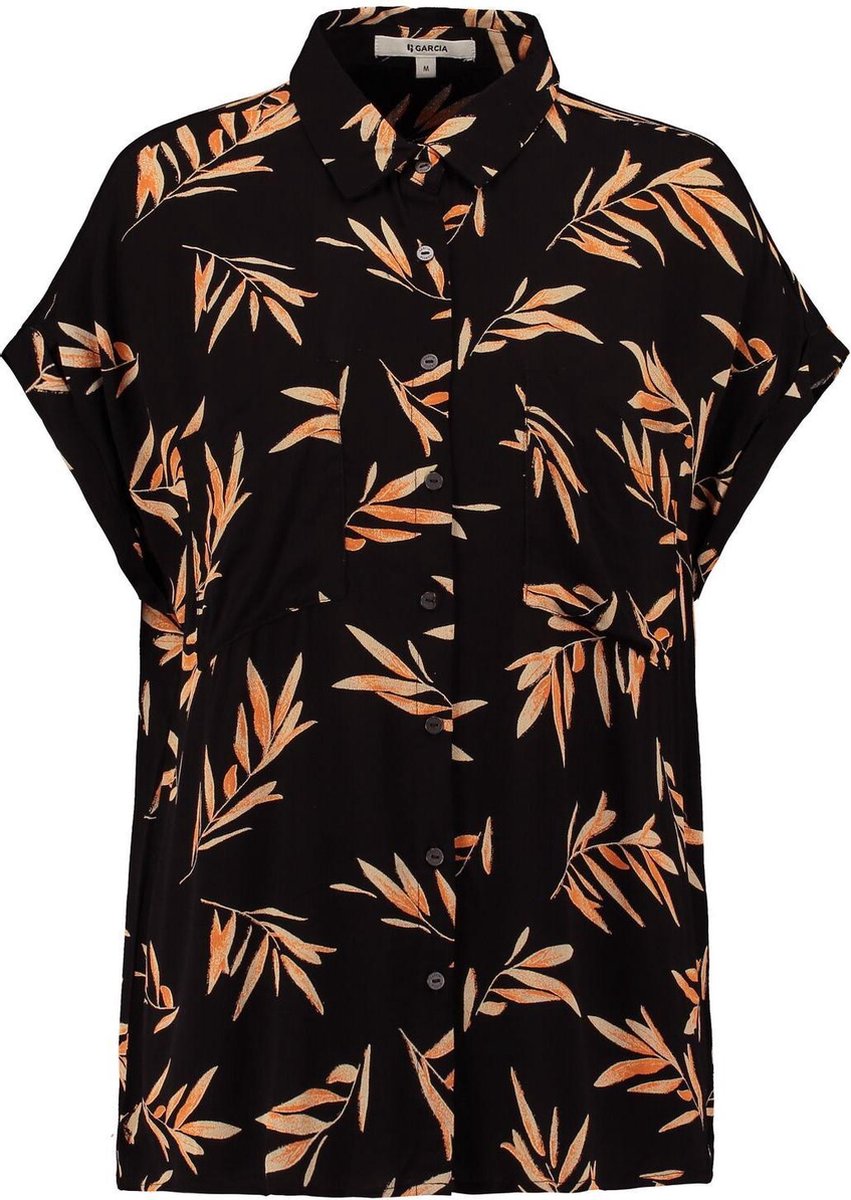Garcia zachte oversized losvallende zwarte viscose blouse - valt ruim - Maat XS