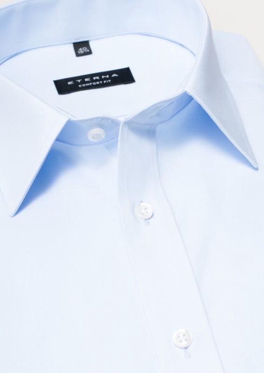ETERNA comfort fit overhemd - korte mouw - poplin heren overhemd - blauw - Strijkvrij - Boordmaat: 47