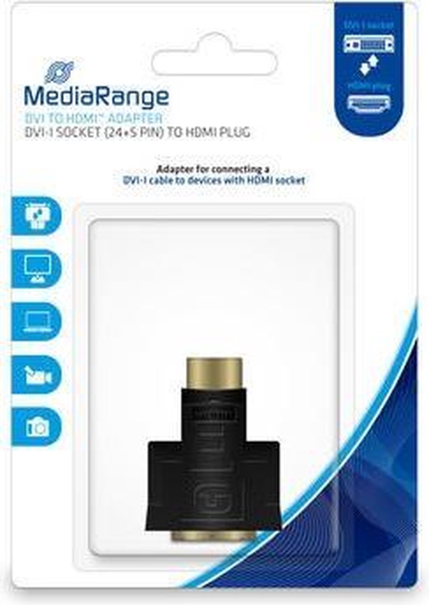 MediaRange MRCS171 tussenstuk voor kabels HDMI DVI-I Zwart