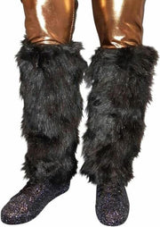 Beenwarmers - imitatie bont - zwart - warm - winter - kerstmis - sinterklaas