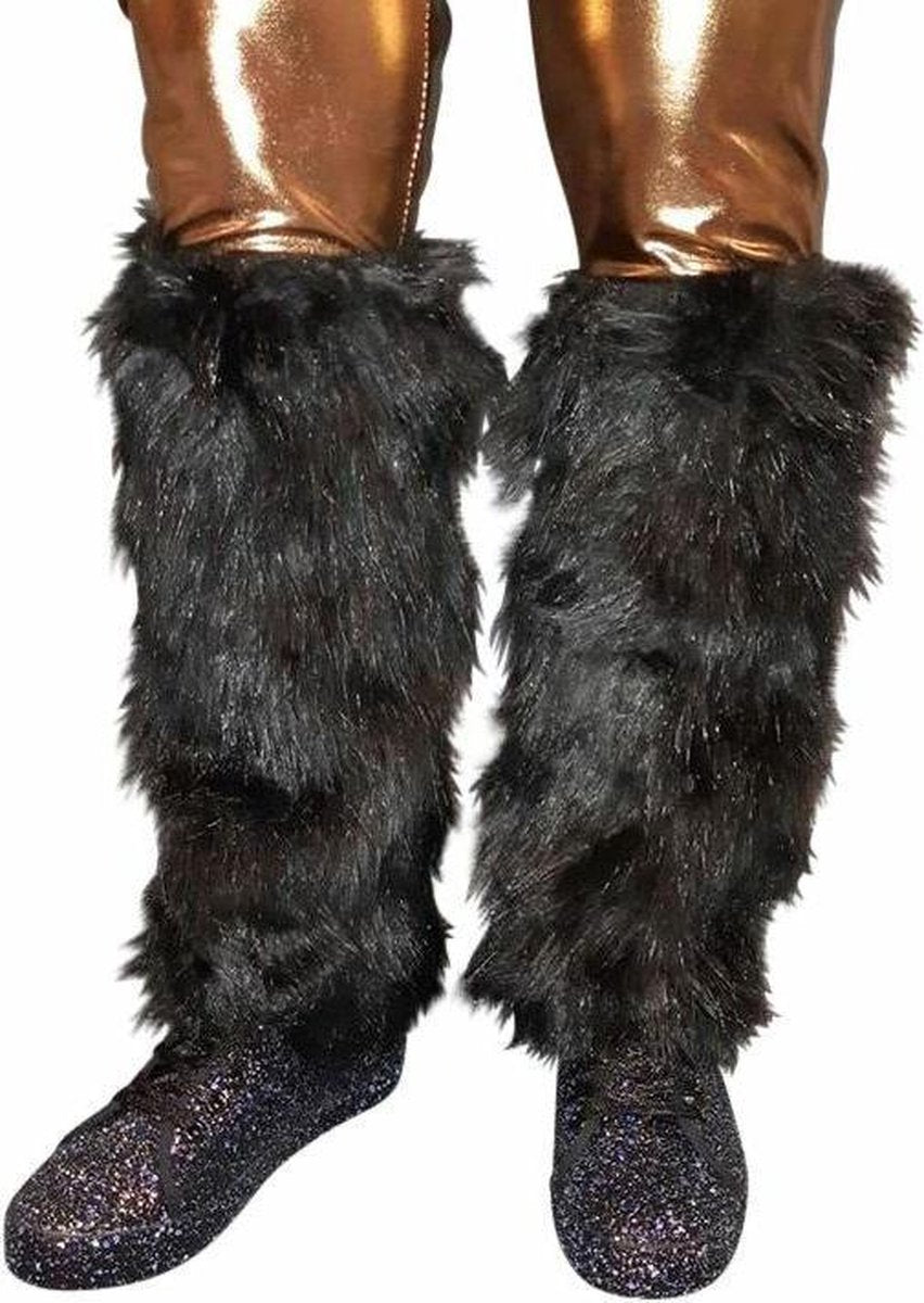 Beenwarmers - imitatie bont - zwart - warm - winter - kerstmis - sinterklaas