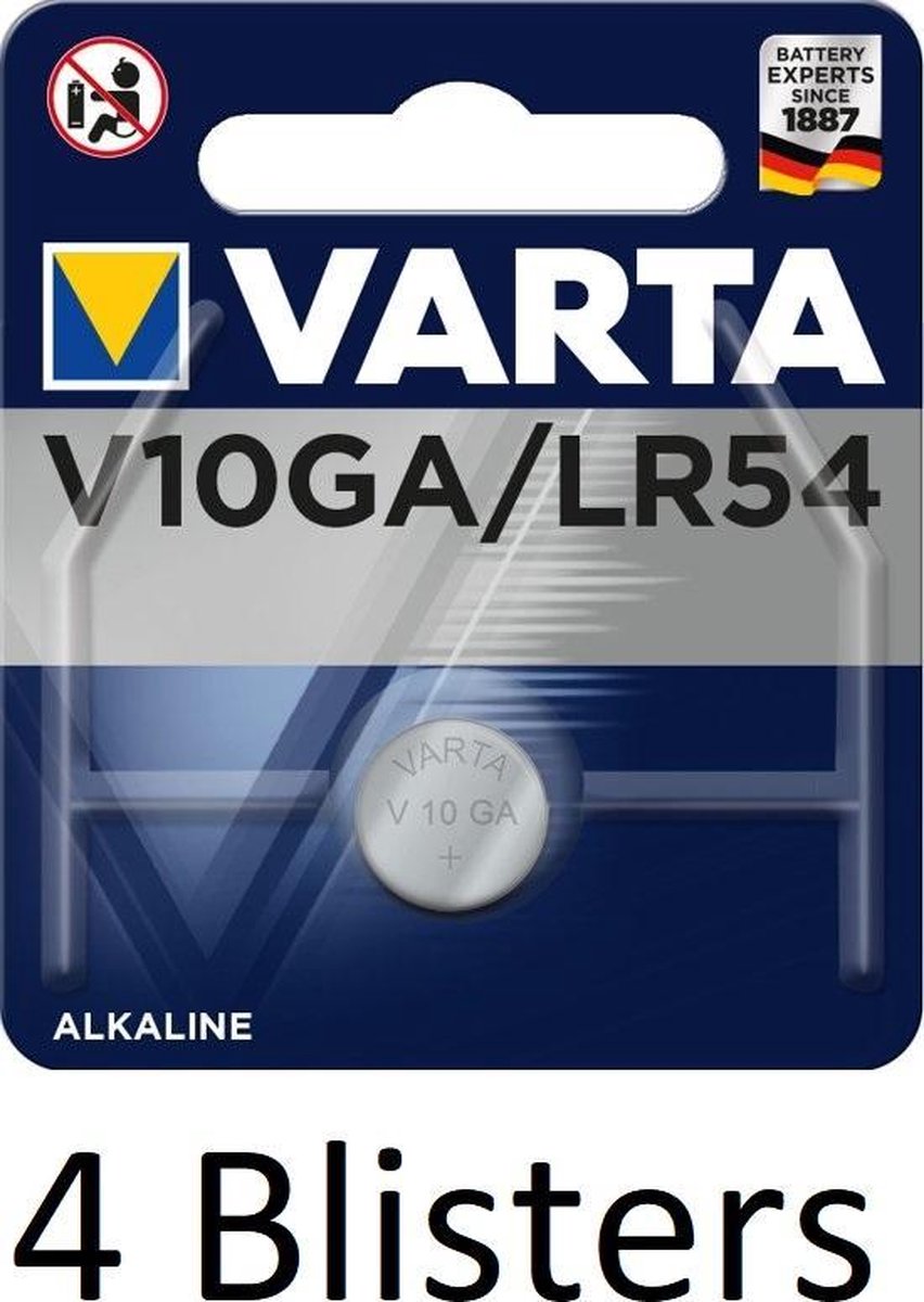 4 Stuk (4 Blisters a 1 st) Varta V10GA Wegwerpbatterij LR54 Alkaline