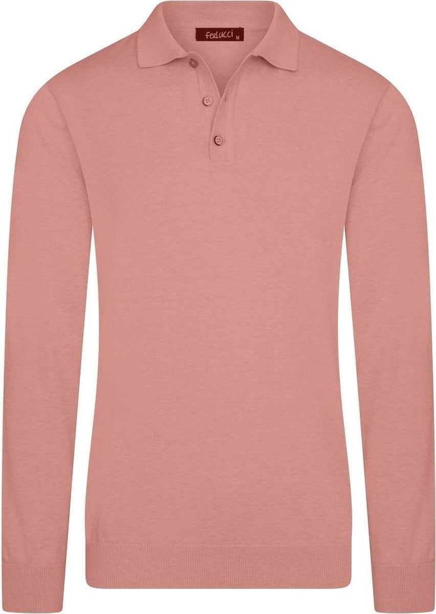 Ferlucci - Exclusieve Heren Trui met Polokraag  - Zalm Roze