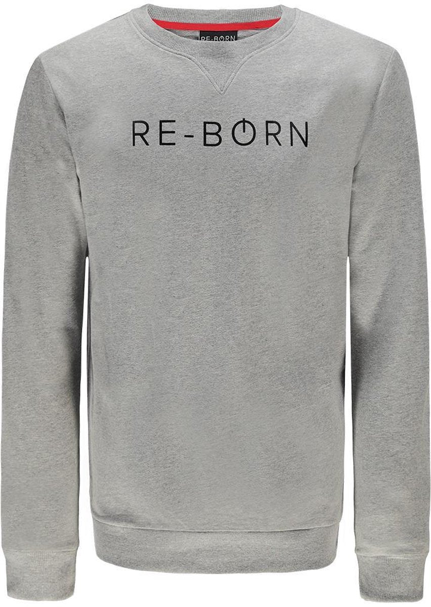 Re-Born Ronde Hals Trui Lange Mouw Heren - Grijs - Maat M