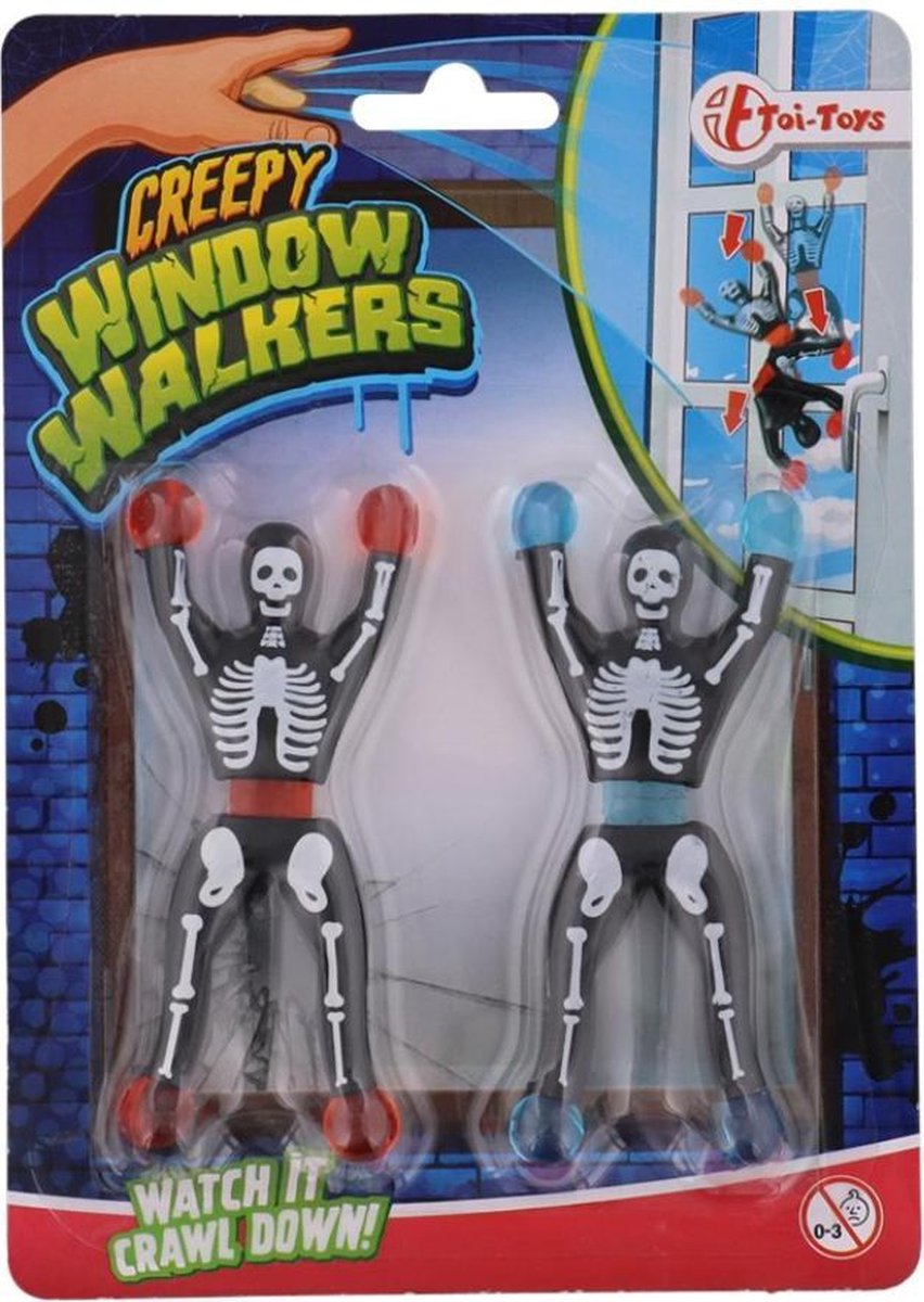 Raamloper skelet - window walkers 2 stuks -Gooi deze skelet raamlopers tegen het raam en kijk hoe ze naar beneden kruipen.