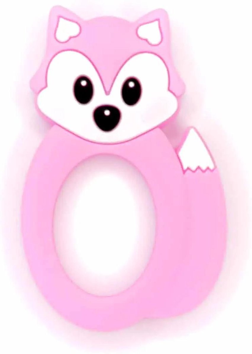 Bijtspeelgoed vos pink | bijtring baby | bijtring baby siliconen | roze vos | bijtring voor doorkomende tandjes | BPA vrij | bijtspeeltje