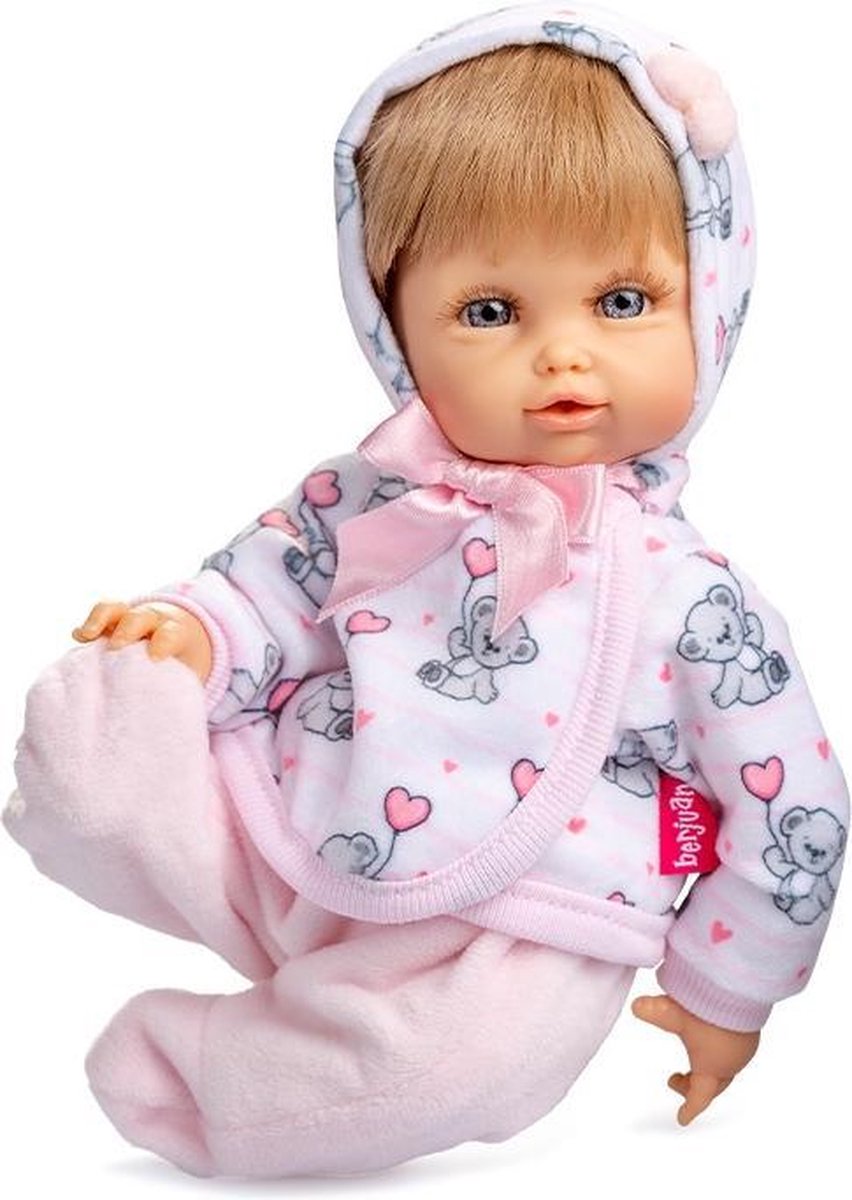 Berjuan Babypop 25 Cm Meisjes Viny/textiel Wit/roze