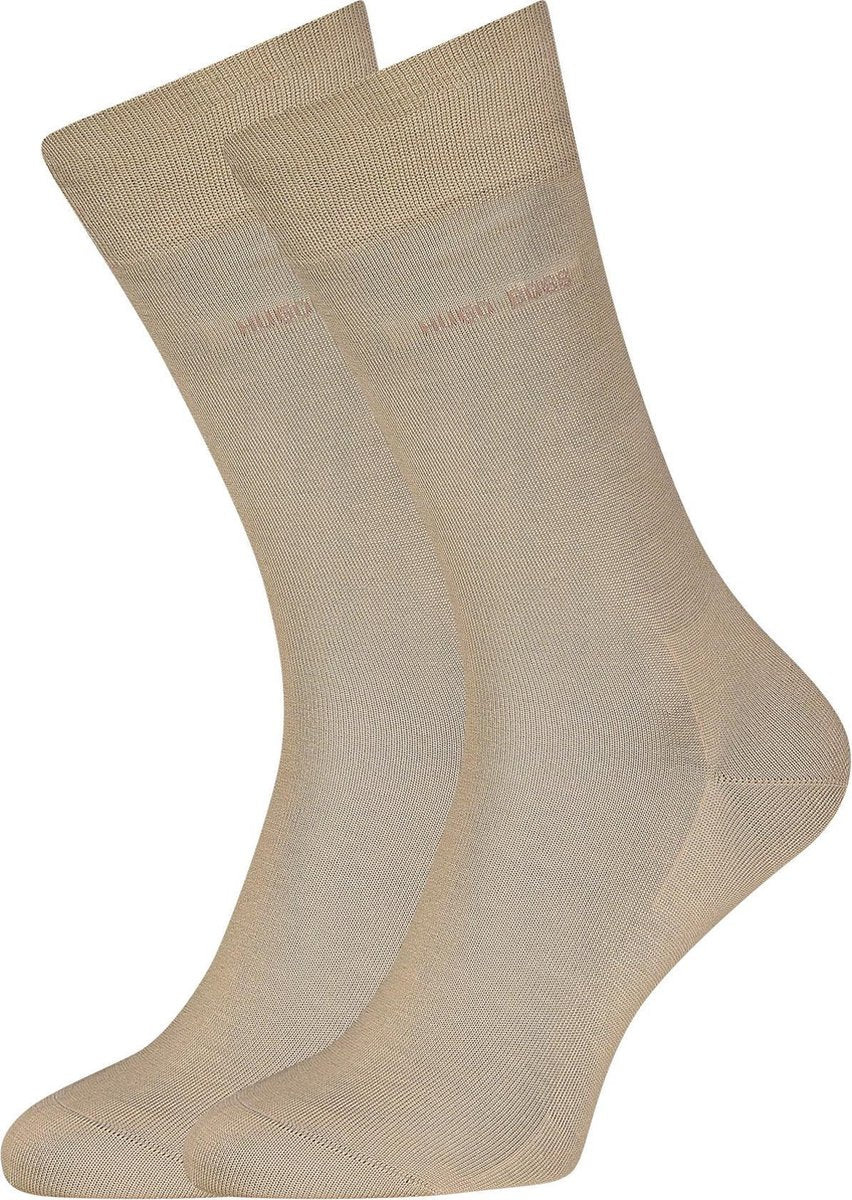 HUGO BOSS George uni (1-pack) - herensokken katoen - beige -  Maat: 39-40
