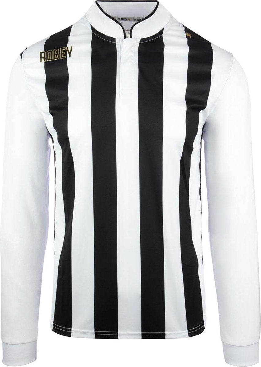 Robey Winner LS Shirt voetbalshirt lange mouwen (maat 4XL) - Black/White Stripe
