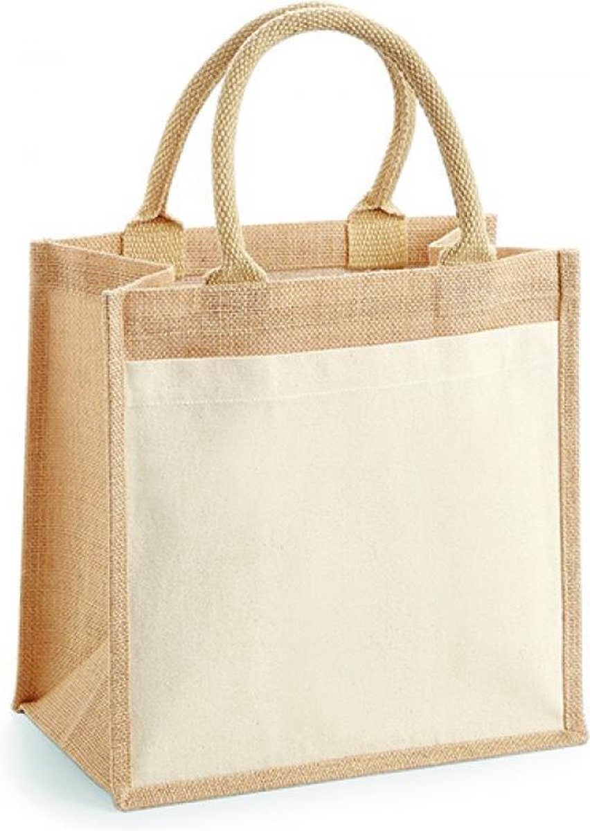 Cotton Pocket Jute Midi Bag (Natuurlijk)