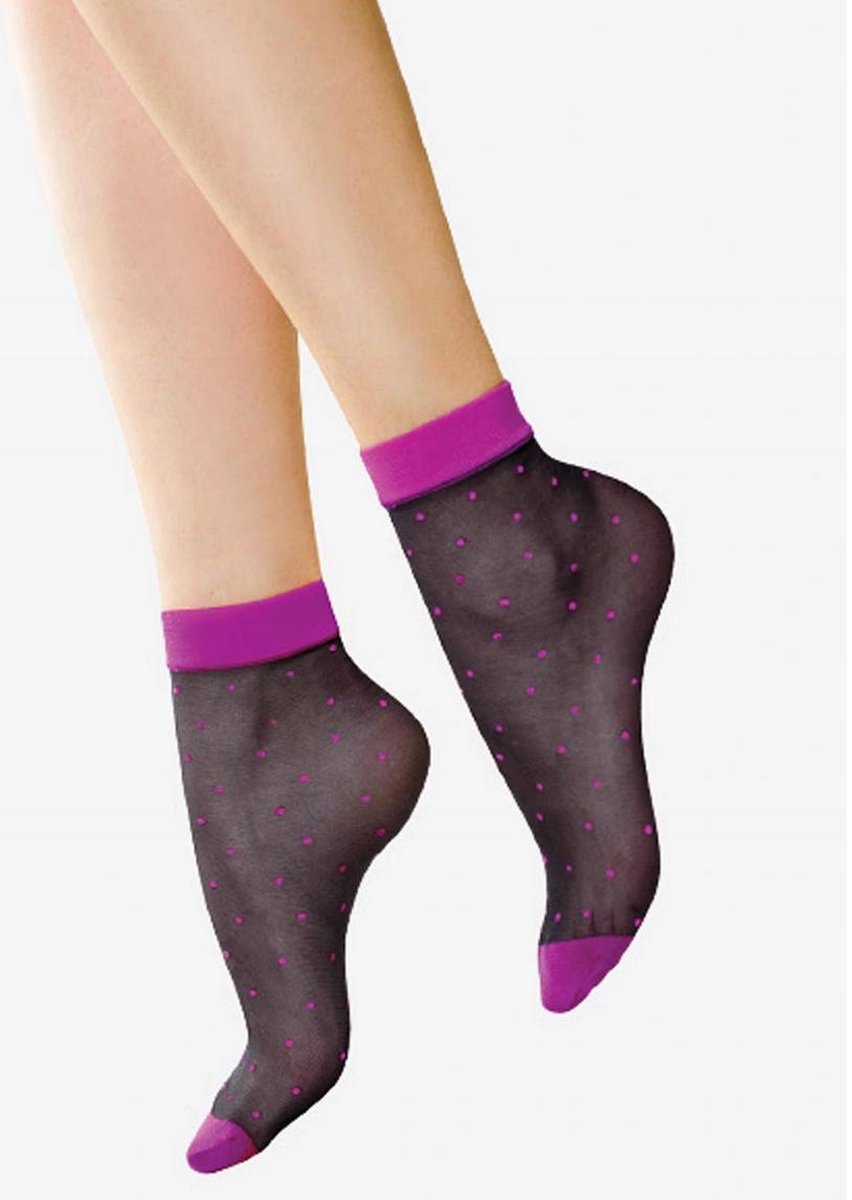 Lores pantysokken met stippen Pois 20DEN zwart/paars
