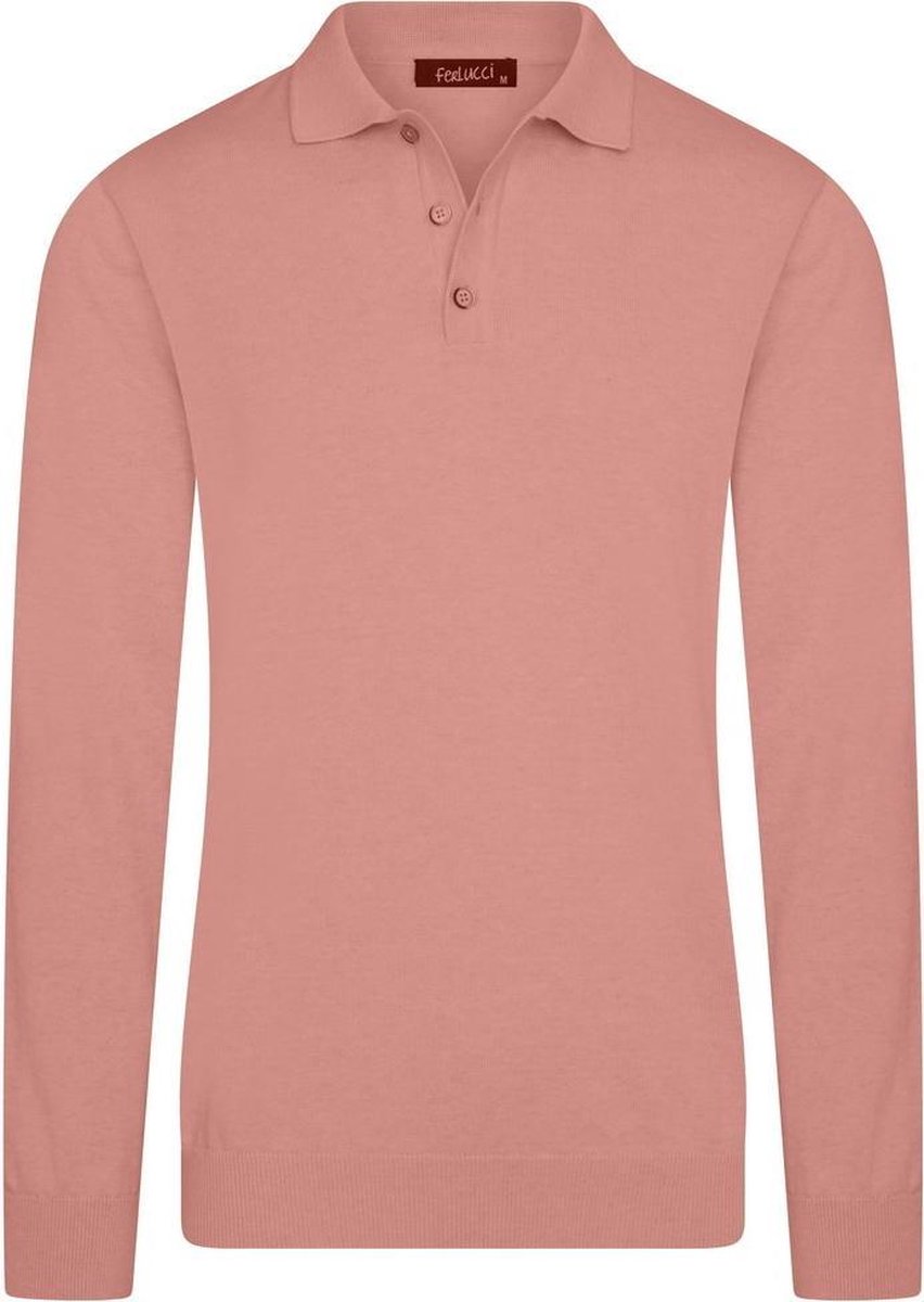 Ferlucci - Exclusieve Heren Trui met Polokraag  - Zalm Roze