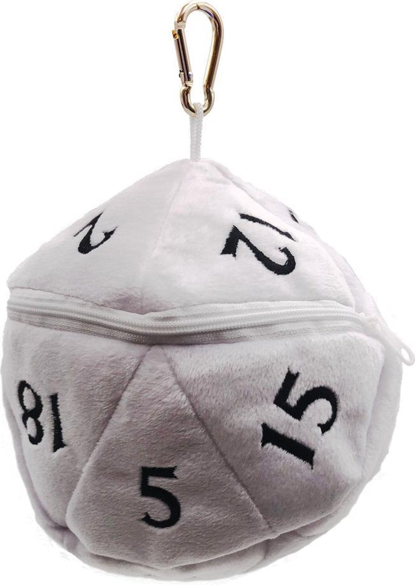D20 Plush Dice Bag - White