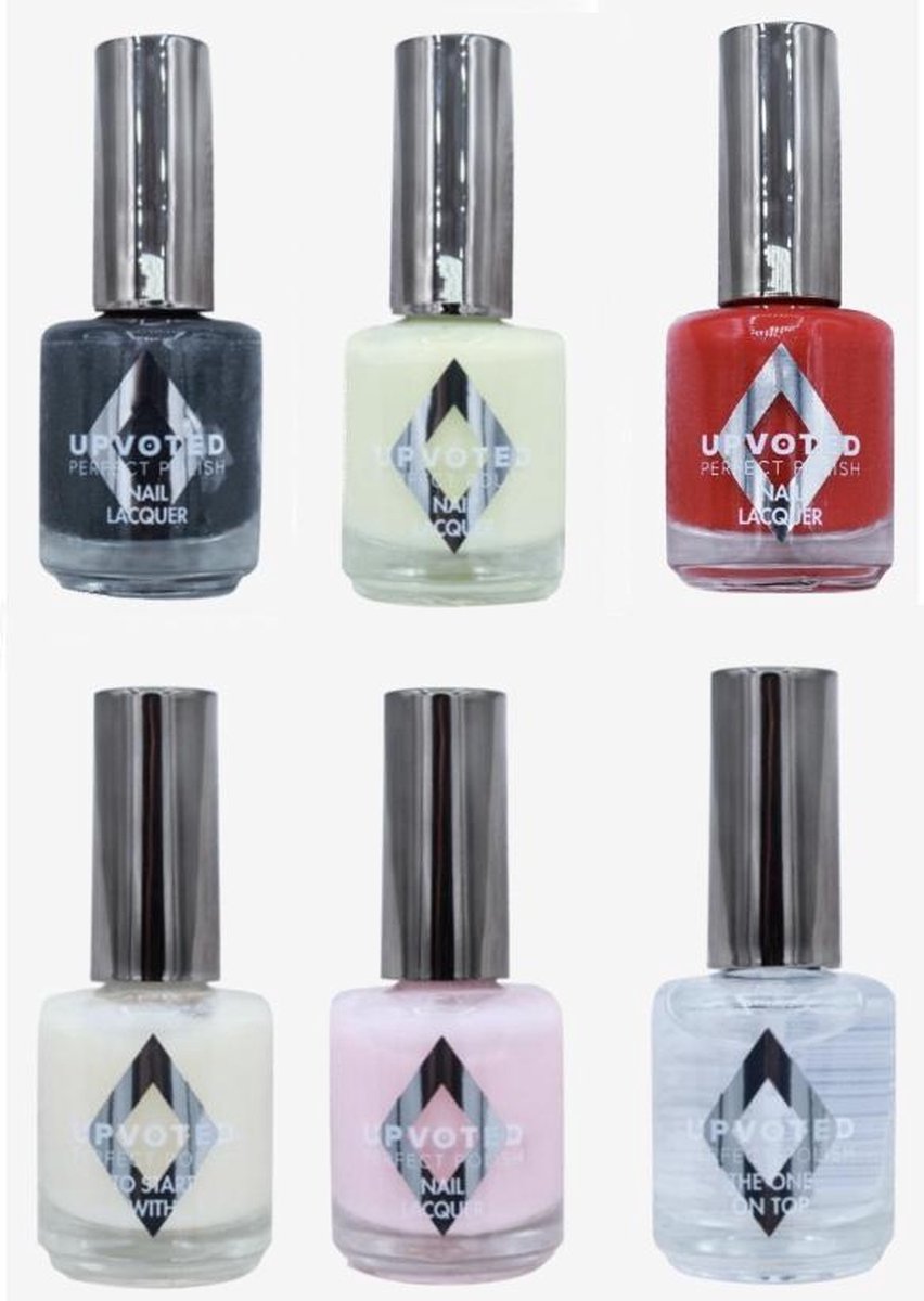 Nagellak Set 6 stuks | Base Coat + 4 kleuren + Top Coat | Color Gels | Nagels | Nail Art | Upvoted Nail Perfect