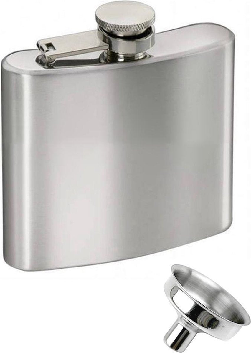 Platvink middelgroot 147 ml met trechter - 5oz RVS zakflacon heupfles