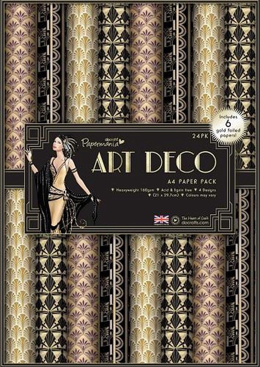 Docrafts: Art Deco A4 Foiled Paper Pack