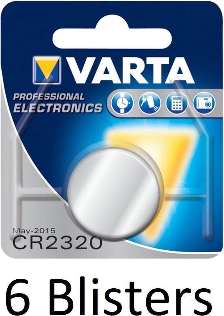 6 stuks (6 blisters a 1 st) Varta CR2320 knoopcelbatterij