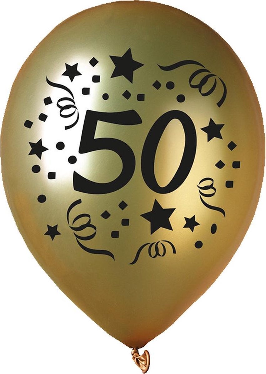 Tib Ballonnen Cijfer 50 30 Cm Latex Goud 5 Stuks