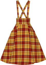 Collectif Alexa Autumn Leaves Check 50's Swing Rok Oranje