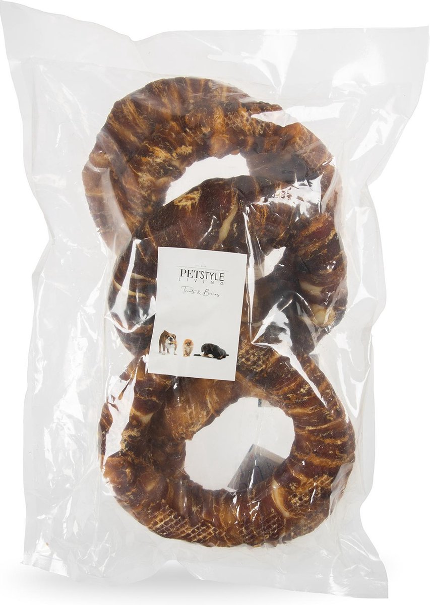 Petstyleliving - Gepofte ring met eend 19cm - 5 stuks - Hondensnack