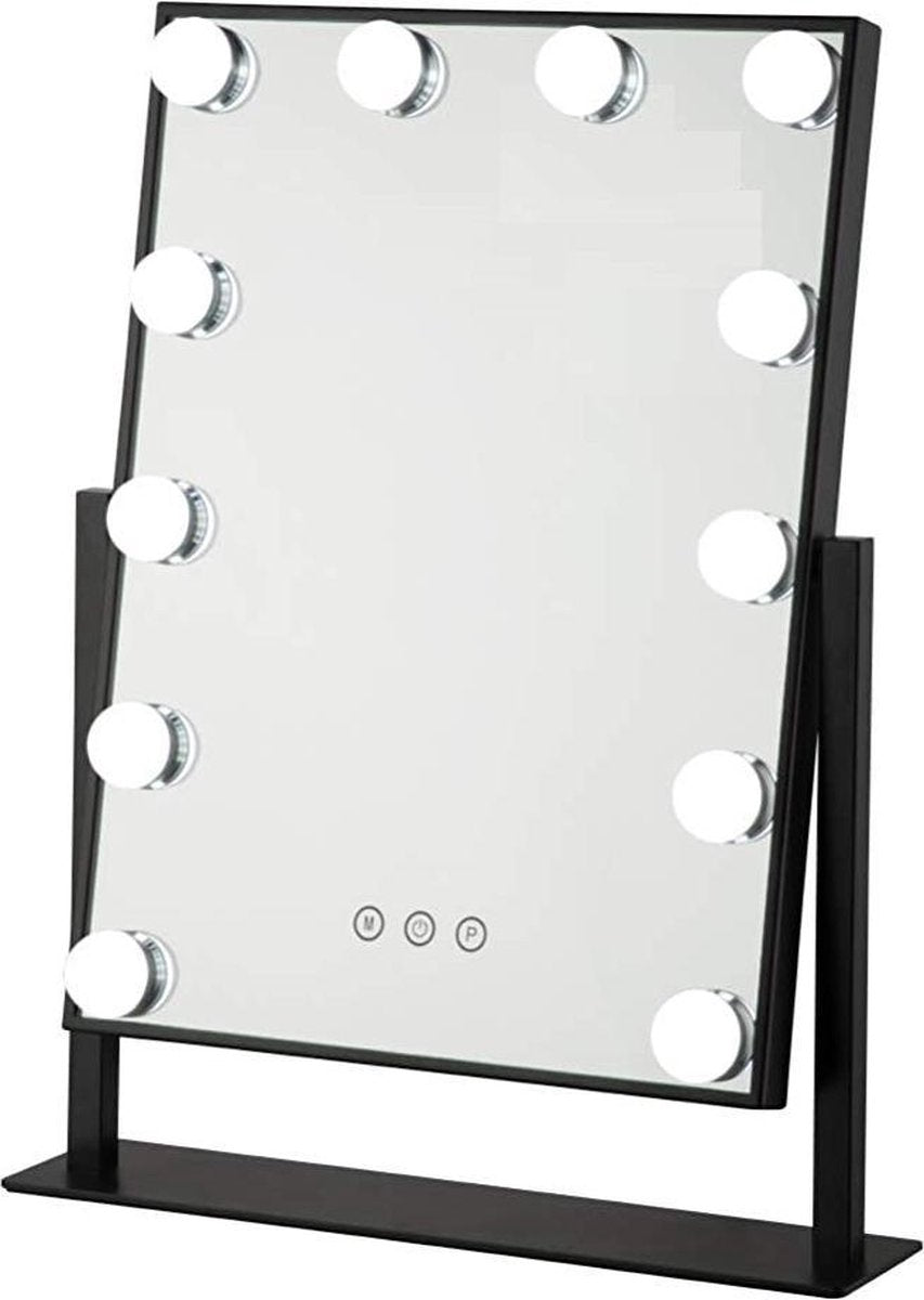 Bright Beauty Vanity make up spiegel met verlichting - zwart - dimbaar met drie lichtstanden