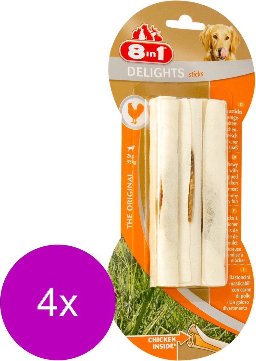 8in1 Delights Sticks - Hondensnacks - 4 x Kip 3 x 25 g - 3 stuks