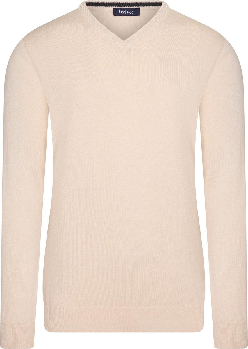 Ferlucci – Exclusieve Heren Trui met V-Hals - Beige