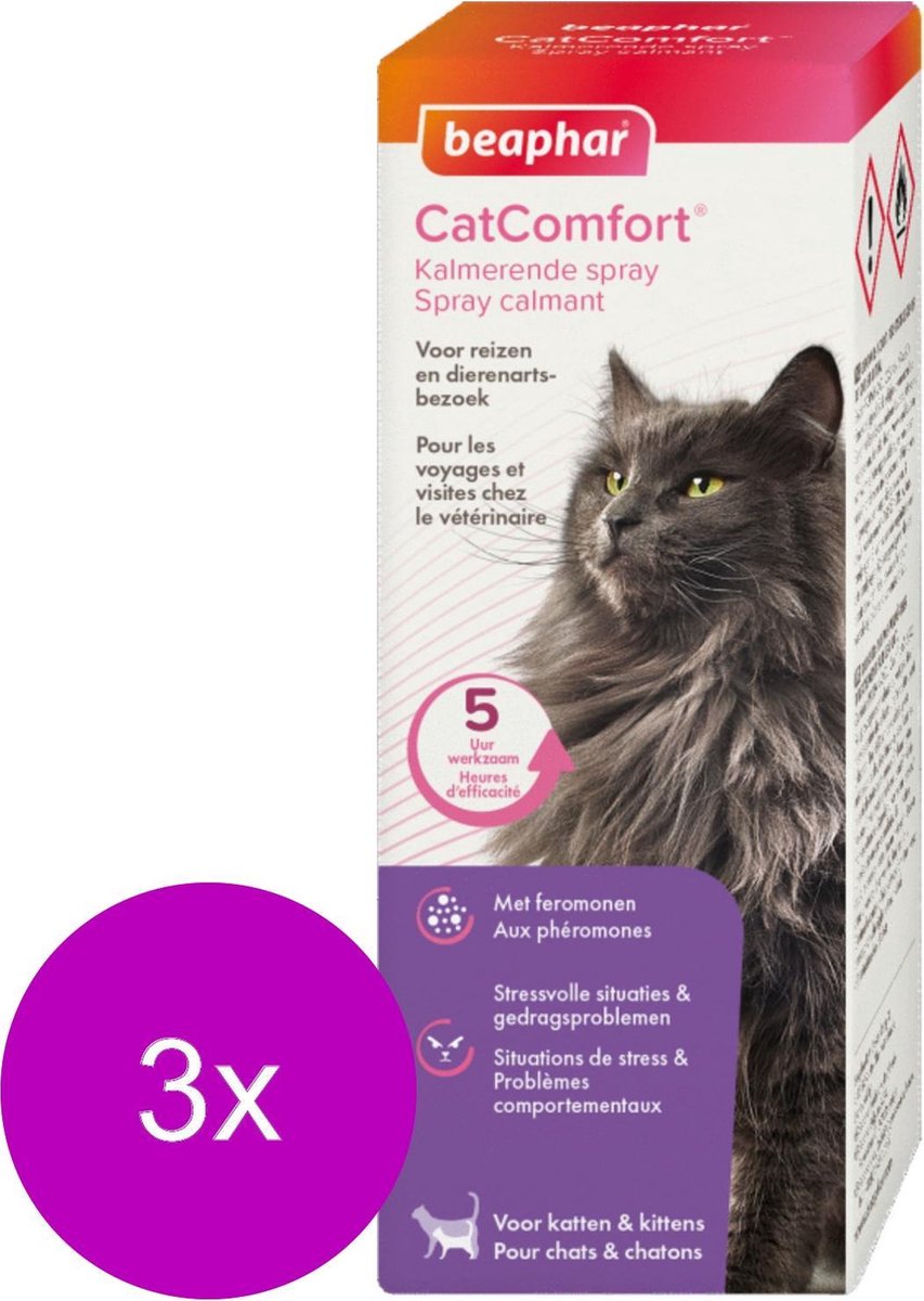 Beaphar Catcomfort Kalmerende Spray - Anti stressmiddel - 3 x 60 ml