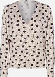 Soyaconcept SC-Marica AOP 125 overslag shirt beige/zwart/off-white maat S/36