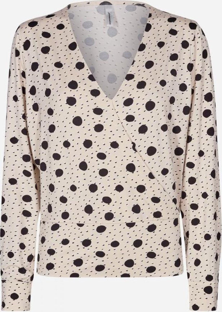 Soyaconcept SC-Marica AOP 125 overslag shirt beige/zwart/off-white maat S/36