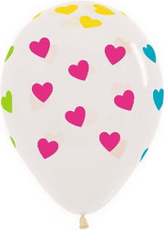 Ballonnen Neon Hartjes Transparant 30 cm 25 stuks