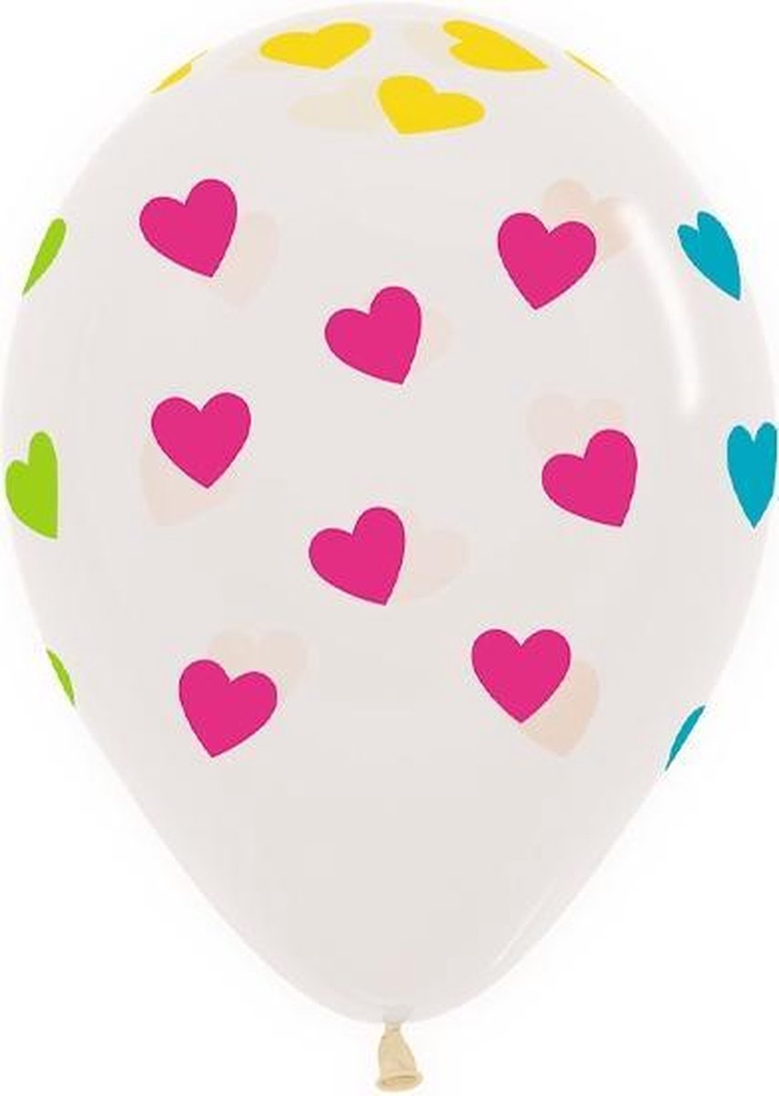 Ballonnen Neon Hartjes Transparant 30 cm 25 stuks