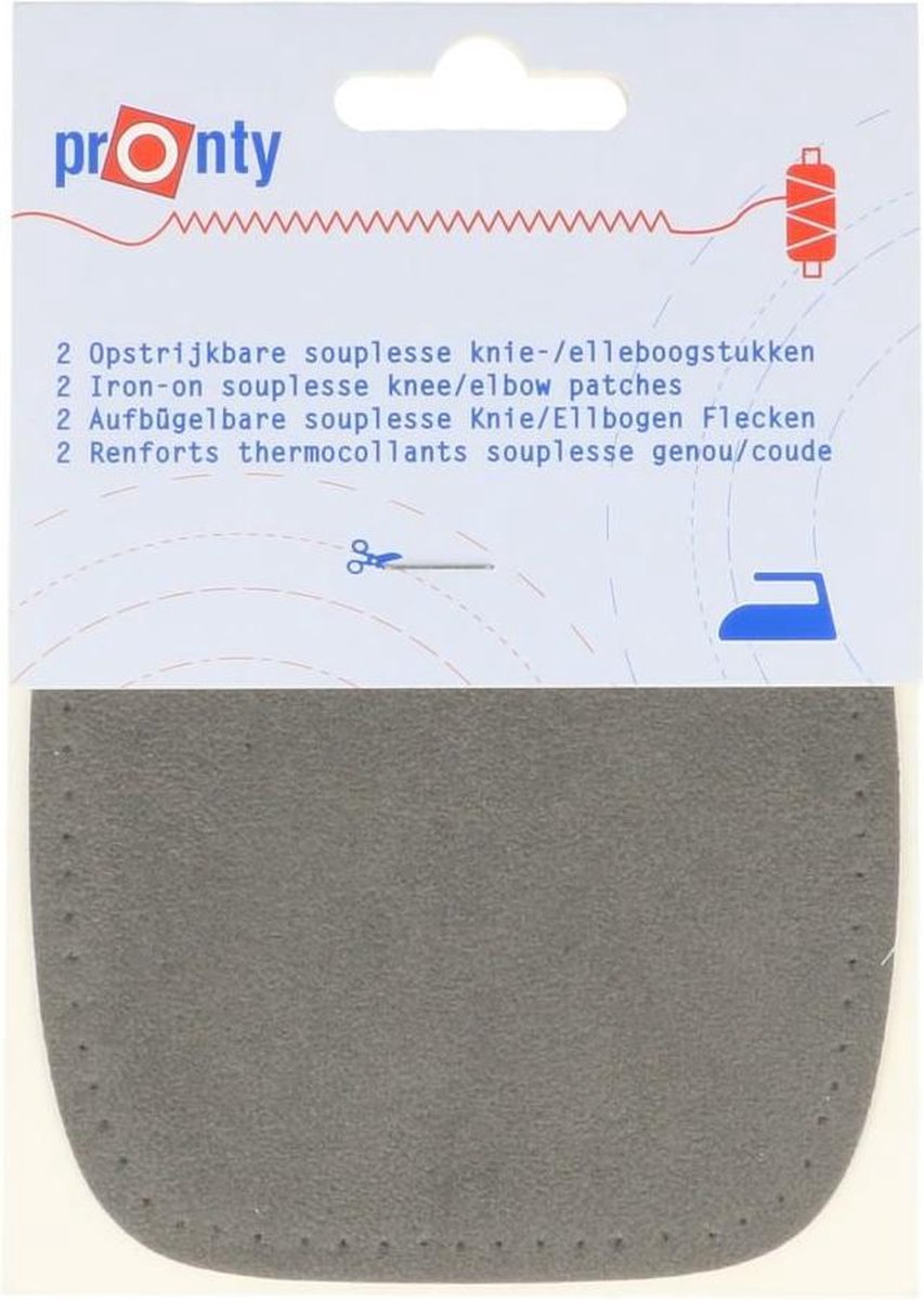 PRONTY KNIESTUKKEN OPSTRIJKBAAR GRIJS -- 033. 3 PAKJES a 2 STUKS.