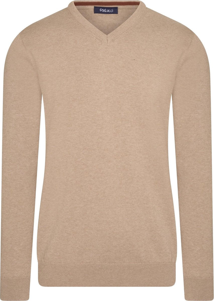 Ferlucci – Exclusieve Heren Trui met V-Hals - Bruin
