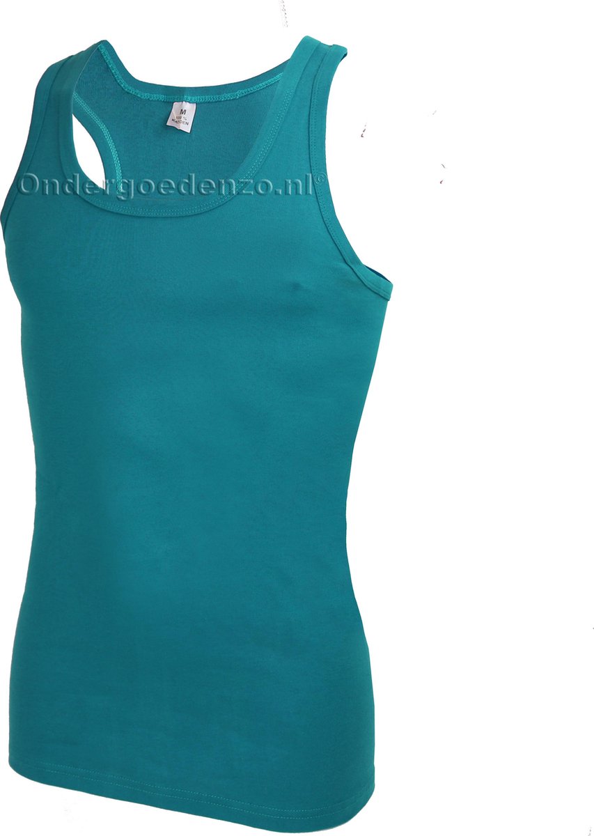 Heren Halterhemd 100% Katoen - L.Blauw - Maat S