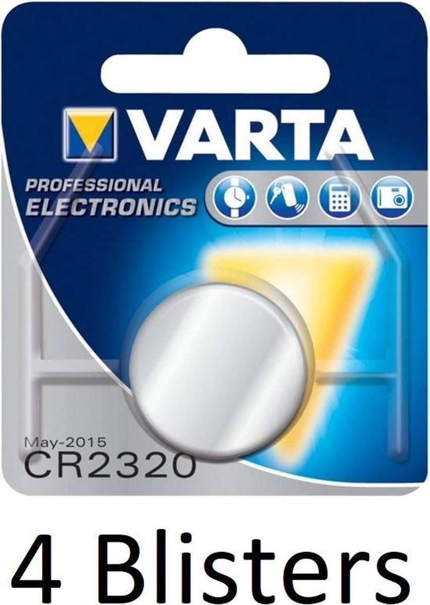 4 stuks (4 blisters a 1 st) Varta CR2320 knoopcelbatterij