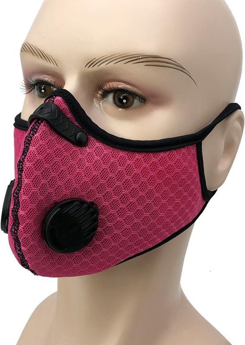 MaxedMore - Sportmasker- mondmasker voor sport - wasbaar - herbruikbaar - Fluorescent Pink - met filter - gezichtsmasker - om te sporten -
