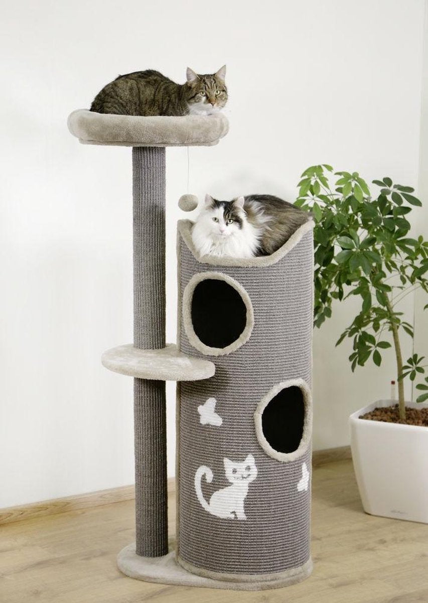 Krabton Tiana "Grijs" (130*70*56) - Krabpaal - krabton voor katten - krabton voor volwassen katten - krabtonnen voor katten - krabtonnen