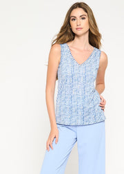 Tanktop met print en metallic details - Light Blauw