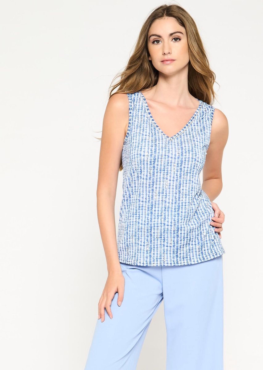 Tanktop met print en metallic details - Light Blauw