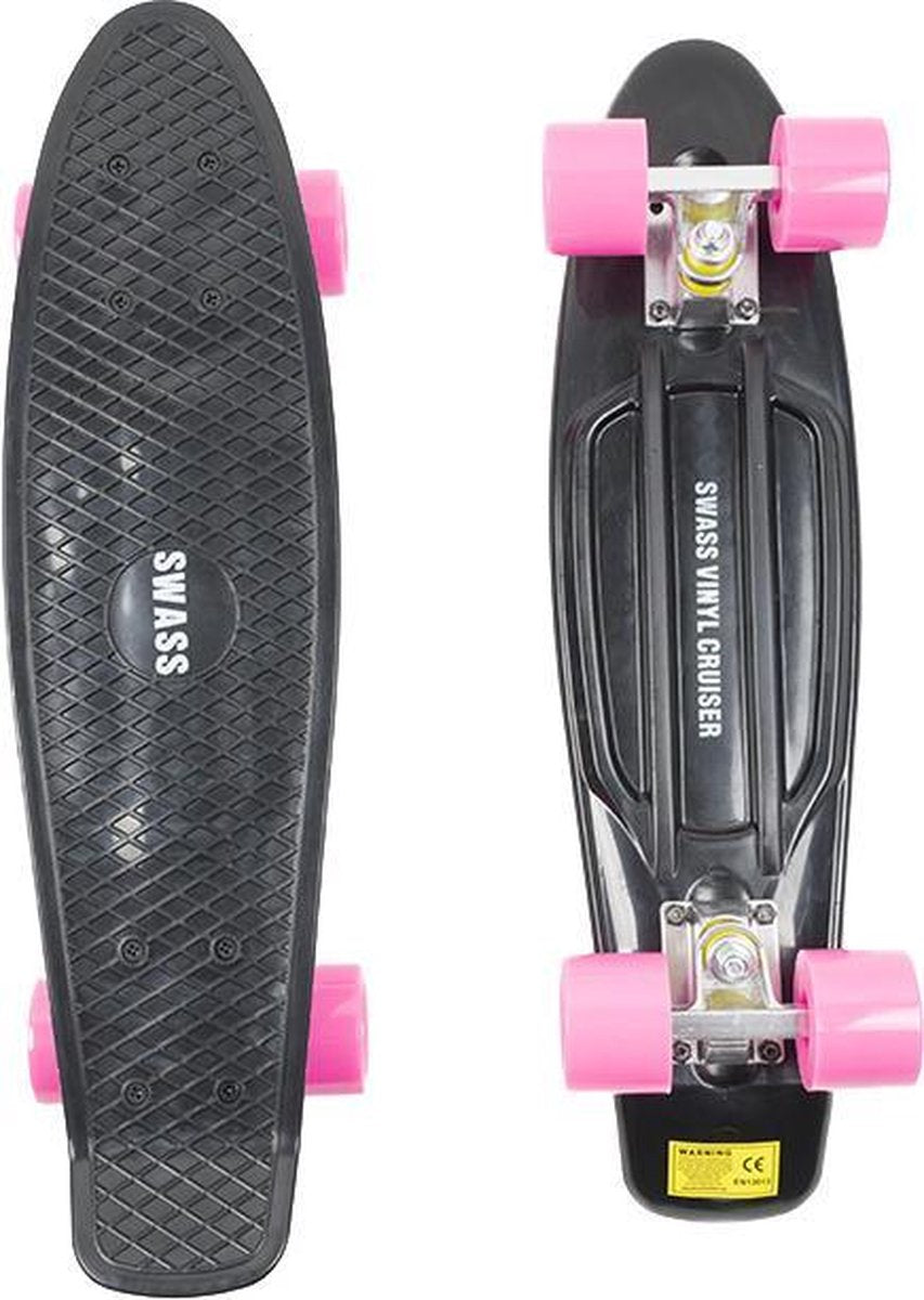 SWASS Vinyl Cruiser - Skateboard Retro - Zwart/Roze